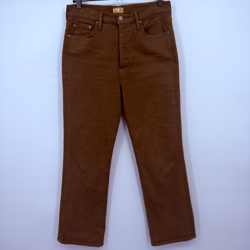 Mother The Tripper High-Rise Straight Jeans Olive Green Size 30